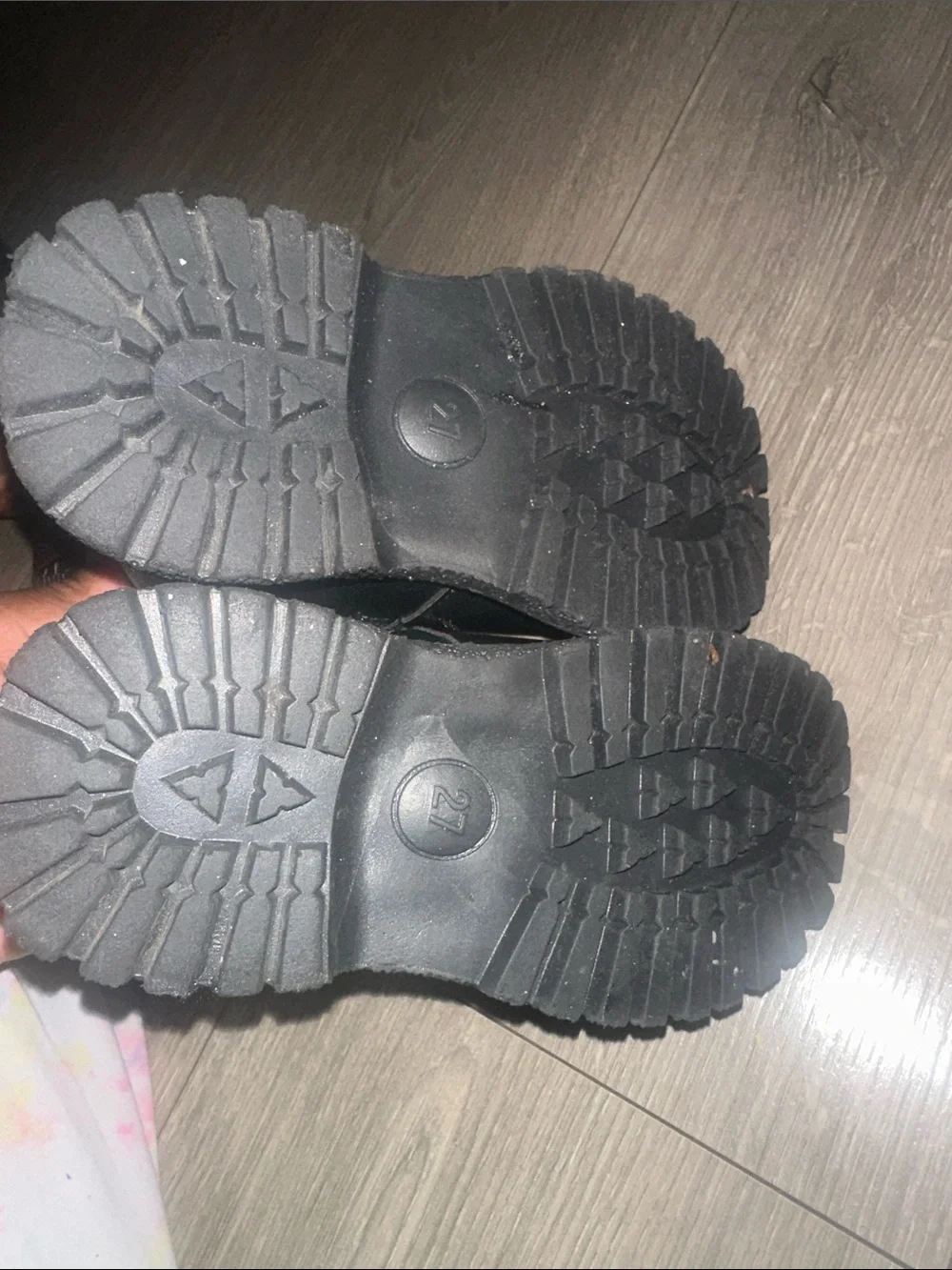 Black Faux-Leather Shearling-Lined Kids Boots